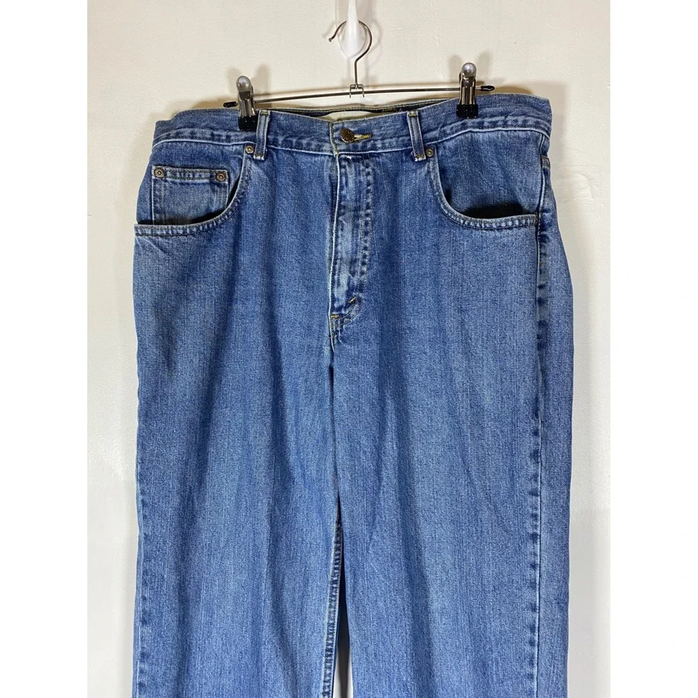 Arizona Relaxed 36x34 Medium Wash Jeans Straight Leg Distressed Hem Denim